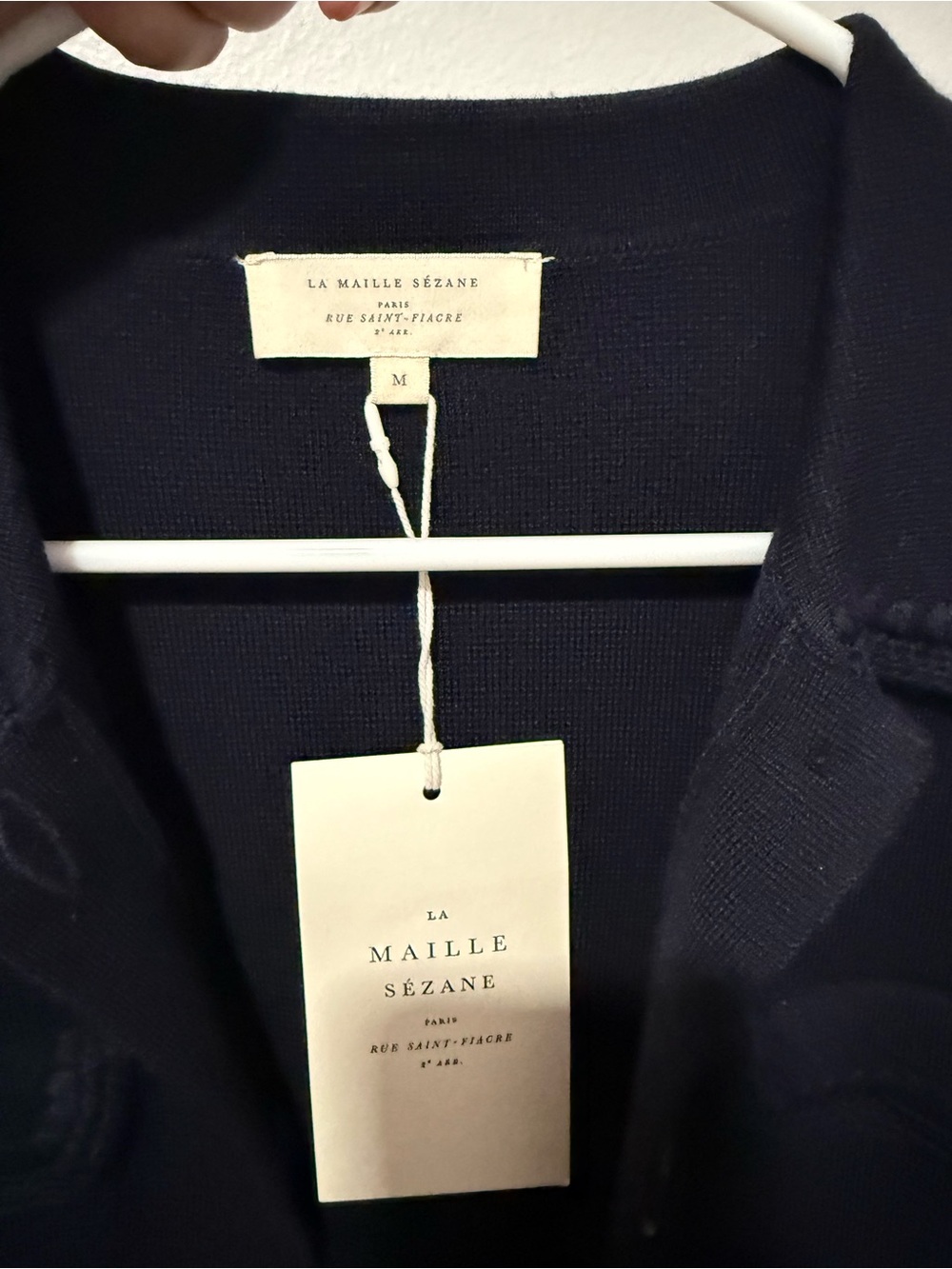 Sezane Navy Button-Front Knit Jacket - Picture 3 of 6